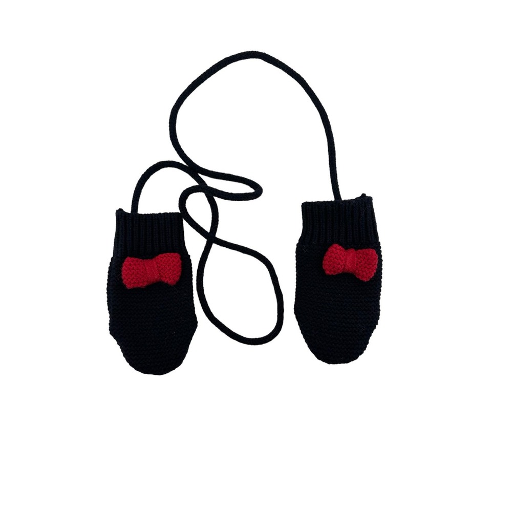 Jacadi Navy Baby Mittens with bow